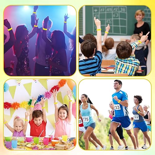 Miniatura 5 de 800 pulseras de colores para eventos, pulseras de papel, pulseras impermeables para eventos, pulseras adhesivas personalizadas para fiestas (azul)