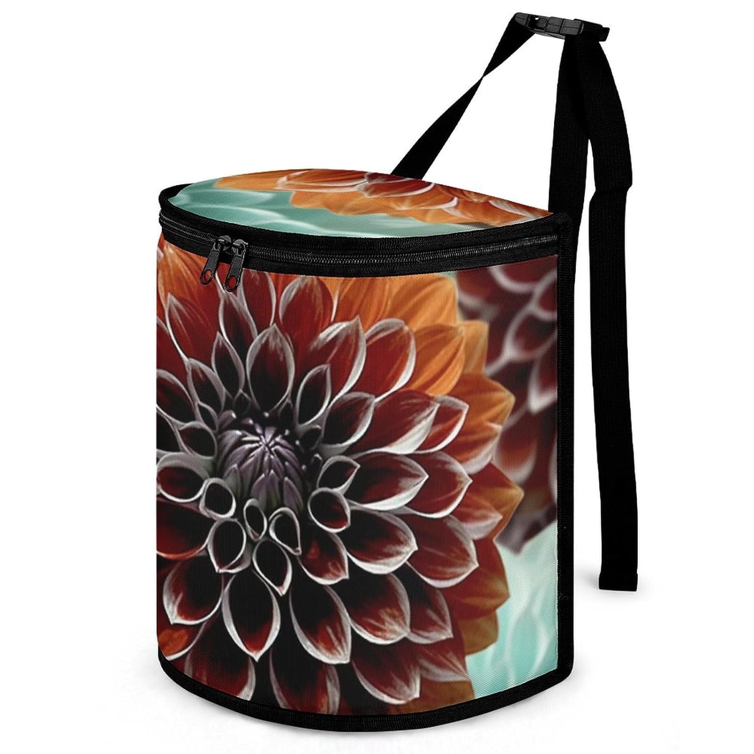 Hanging Car Trash Bag Dahlia Flower Printed Car Garbage Storage Bag Leakproof Car Trash Can Portable Garbage Storage Bags