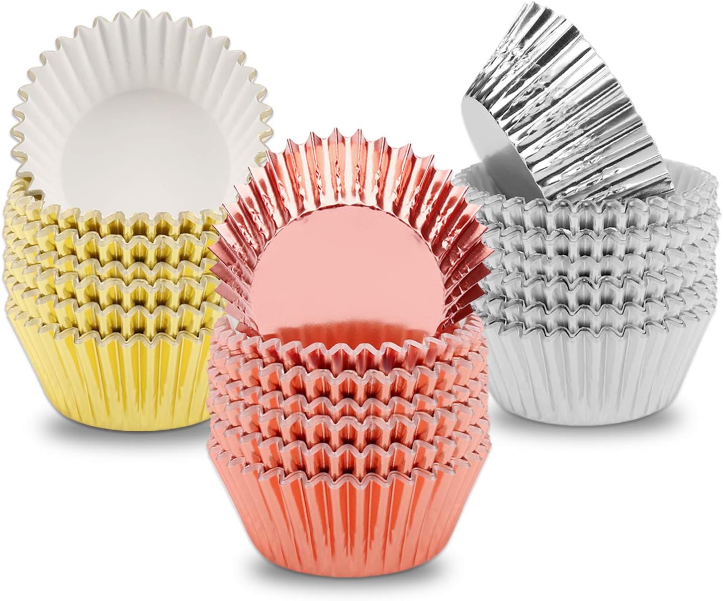 Foil Cupcake Liners Metallic Muffin Paper Cases Baking Cups Gold Sliver Rose Gold Pack of 300