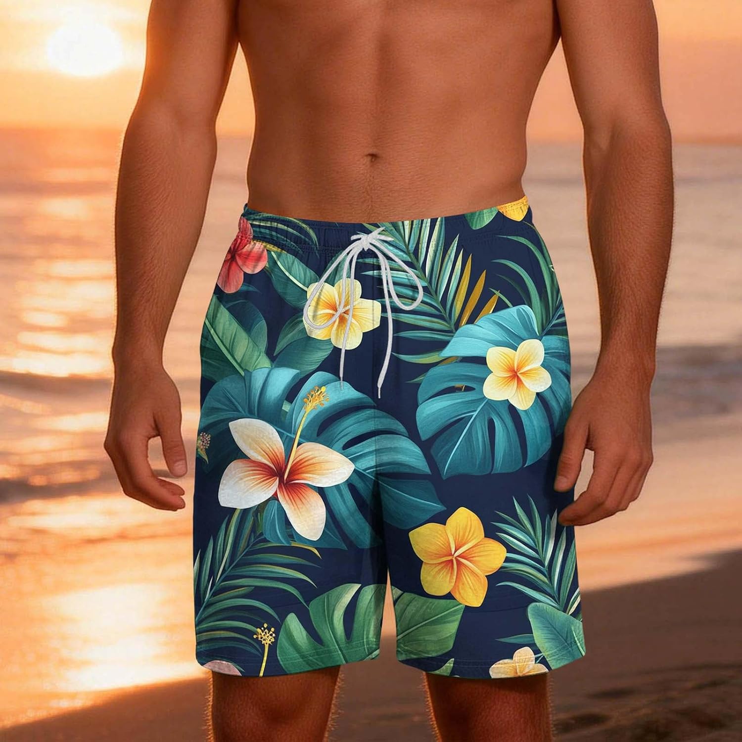 Men's Swim Trunks 5 Inch with Compression Liner: Funny Quick Dry Board Shorts for Men Beach Swimming Bathing Suit