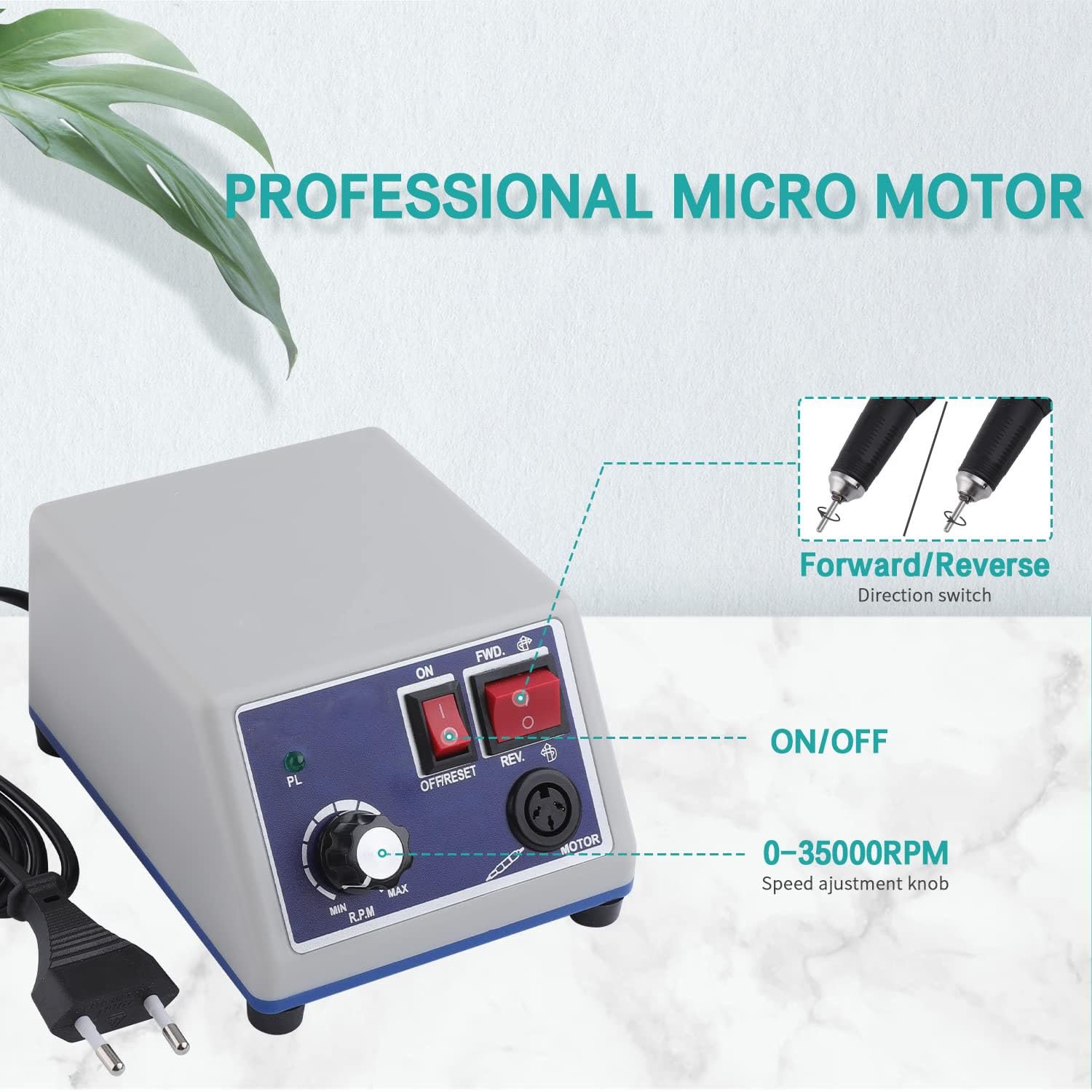Micromotore da laboratorio da 65 W, 0-35.000 giri/min, motore elettrico da 2,35 mm, lucidatrice for gioiellieri, artigiani, attrezzature da laboratorio