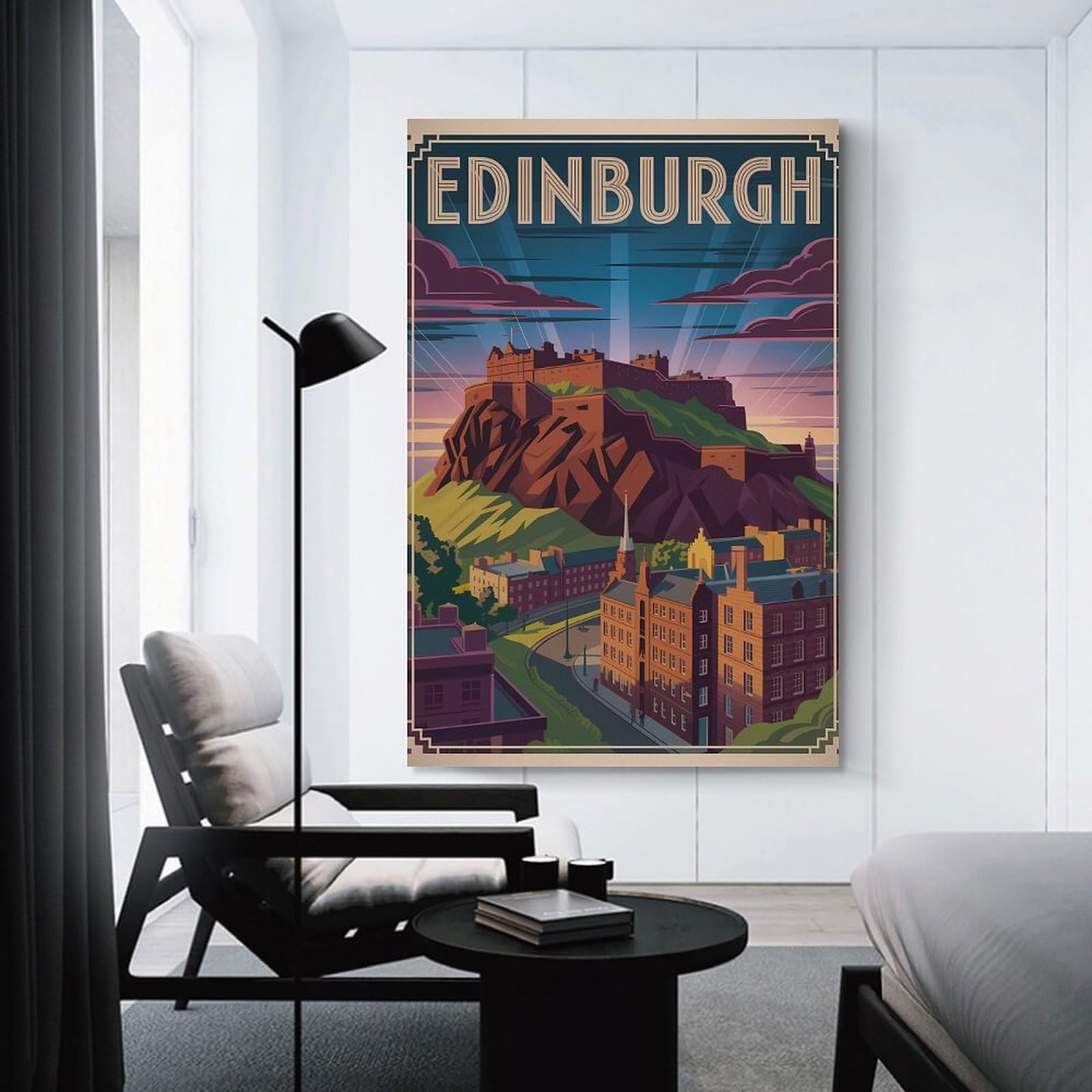 Junmoney Edinburgh Travel Canvas Wall Decor, 08x12inch(20x30cm), for Bedroom, Guest Room Or Reading Nook, Canvas Wall Decor for Personal Spaces