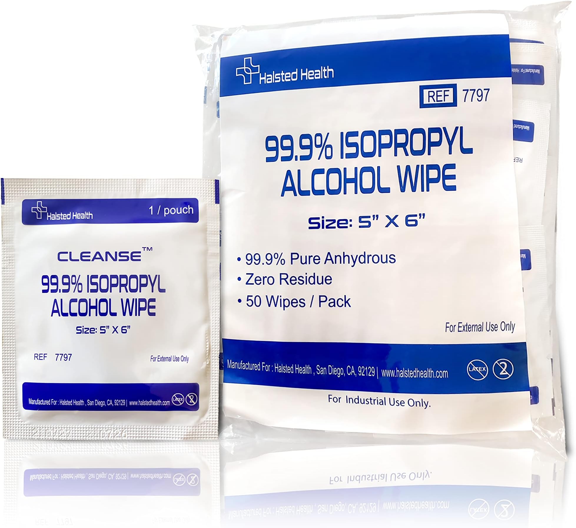 Cleanse 99.9% Isopropyl Alcohol Handy Wipes, 50 Counts Lint Free Non-Abrasive No Water Residue Ideal for Electronics, Household, Work Equipment Safe for Tech Cleaning & Screens (6 x 5 inches)
