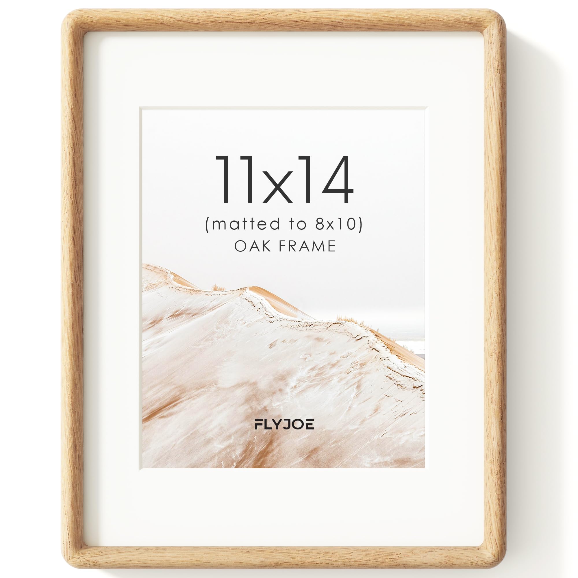 11x14 Picture Frame, Natural Solid Oak Wood Photo Frame, Rounded Corner