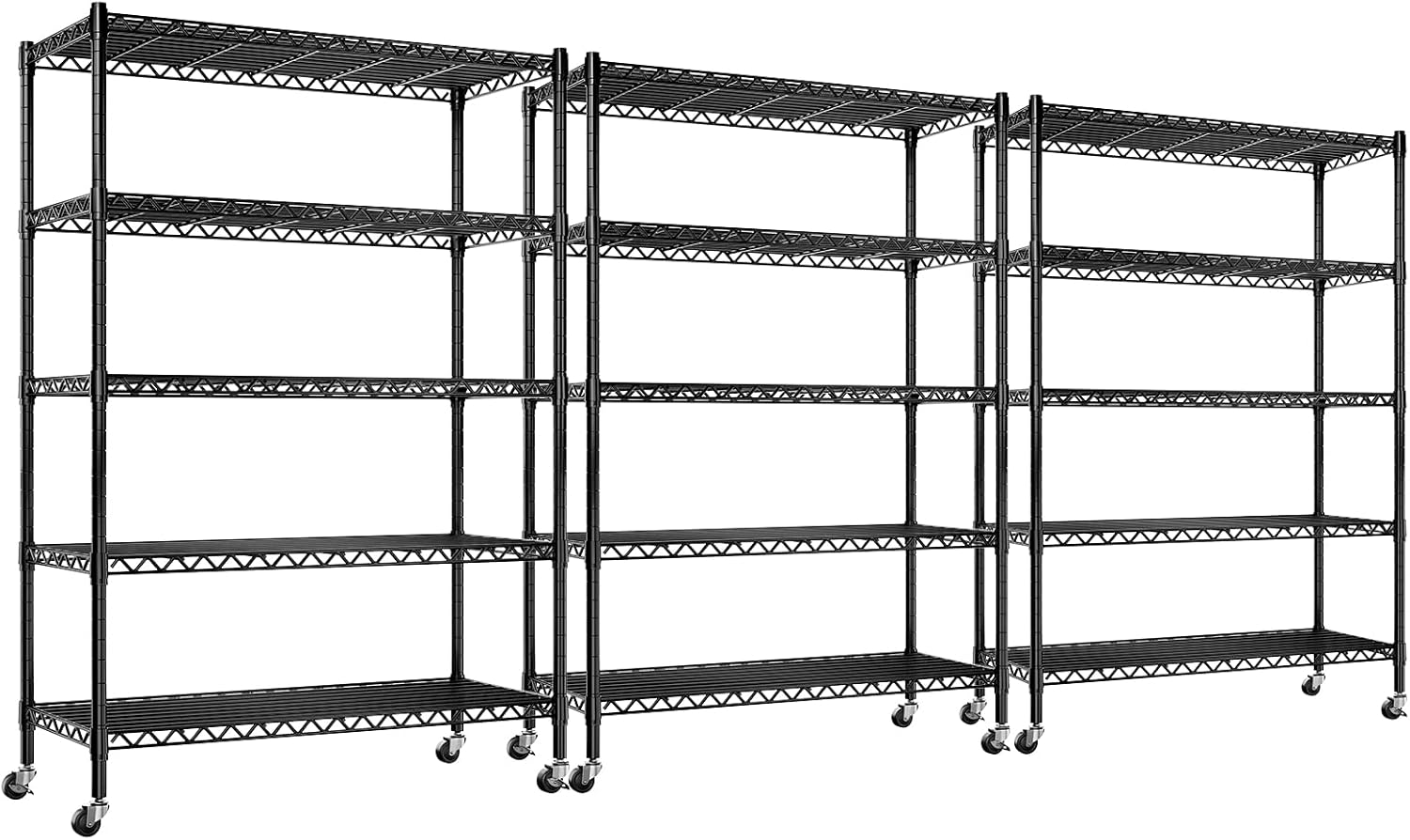 REIBII Wire Shelving Rack Garage Shelving with Wheel 5 Tier