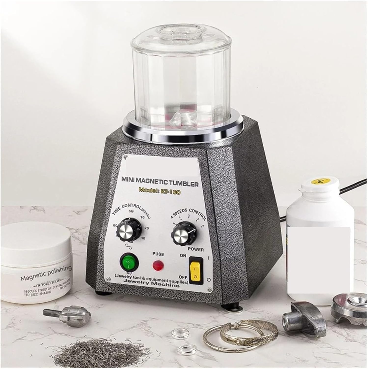 KT-198 磁気タンブラージュエリーポリッシャー、ミニメタル