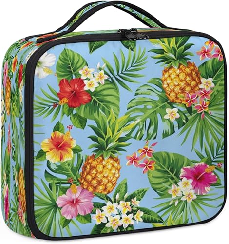 Miniatura 6 de Bolsa de maquillaje de viaje para mujer, grande, cuadrada, portátil, profesional, de tren de coqueta, estuche de cosméticos con asa, fruta tropical,