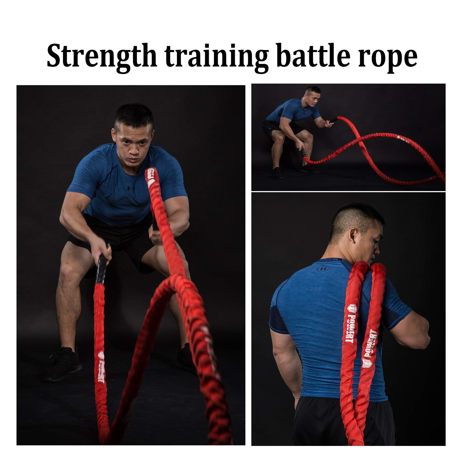 Battle Rope Hua Schweres Kampfseil 38mm * 15m, Krafttraining Bodybuilding Fitness Seil Kampfseil, Verschleißfest Und Langlebig, Blau