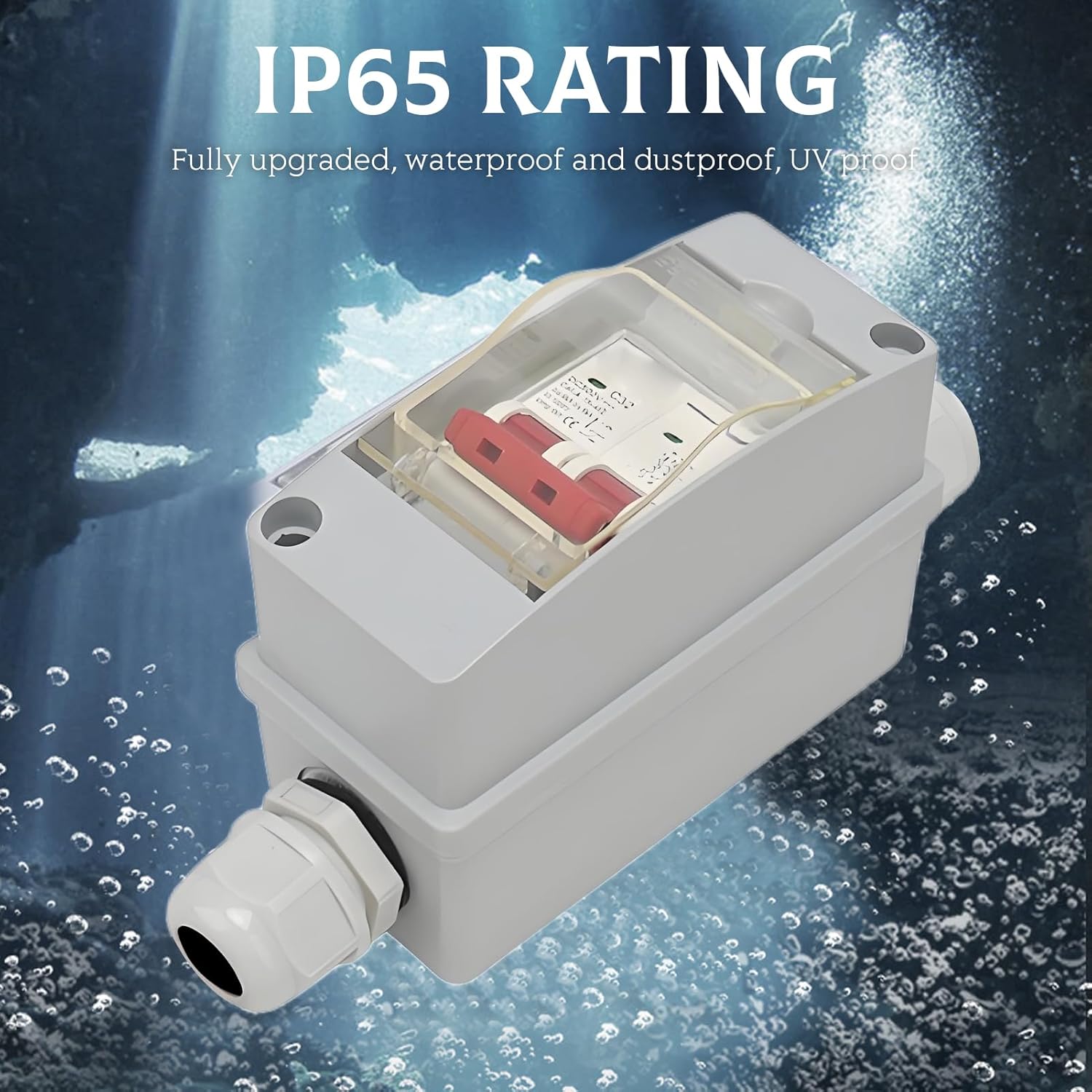 2P DC 500V 32A Solar Disconnect Switch, Miniature Circuit Breaker with IP65 Waterproof Box & PV Connectors, Photovoltaic Combiner Box for Solar Panel System RV Marine