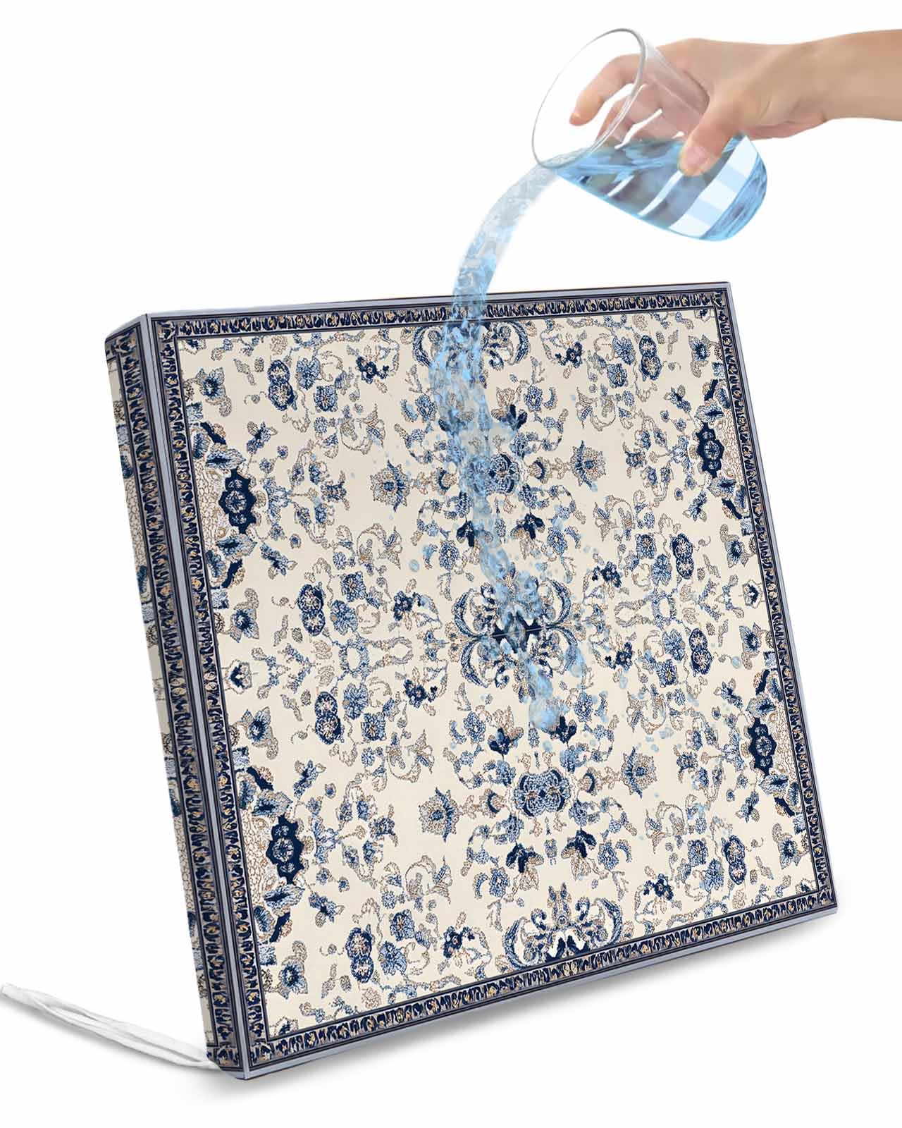 2 Pack Boho Ethnic Waterproof Cushion Covers with Ties, Outdoor Patio Chaise Lounge Chair Seat Cushion Slip Covers Replacement(Only Cover) Vintage Shabby Southwest Floral Motifs 22