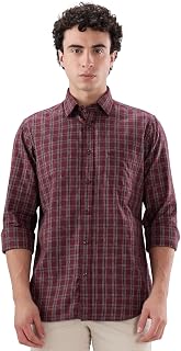 Colorplus Men Regular Fit Checks Pattern Pure Cotton Plain Collar Full Sleeve Casual Shirt Price In India