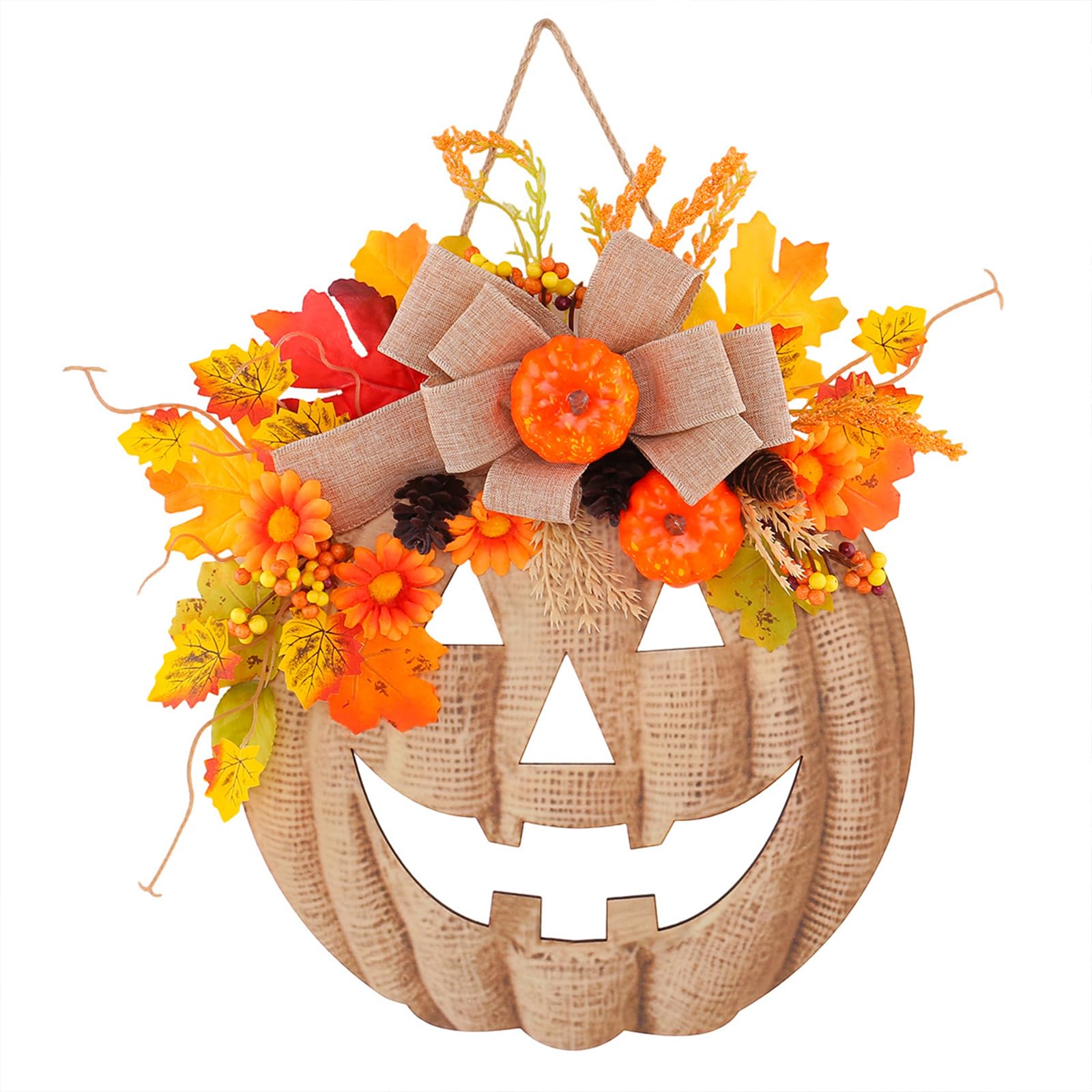 Handmade Pumpkin Sign Wreath for Fall Harvest Thanksgiving Halloween