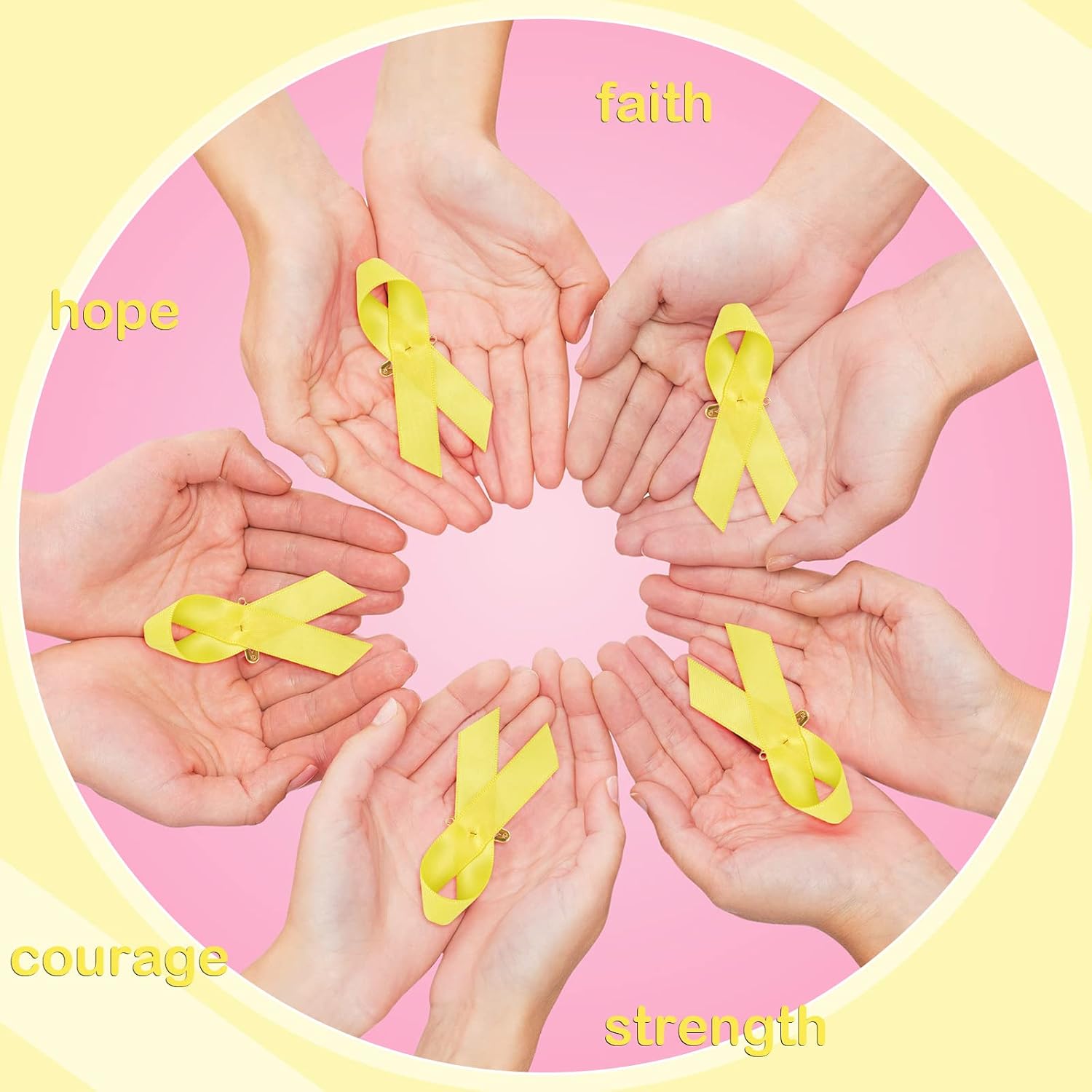 Yunlly Childhood Awareness Ribbon Yellow Ribbon Satin Pins Childhood Cancer Awareness Items Endometriosis Cancer Awareness Ribbon Brooch with Safety Pins for Kids Adults Charity Event(500 Pieces)