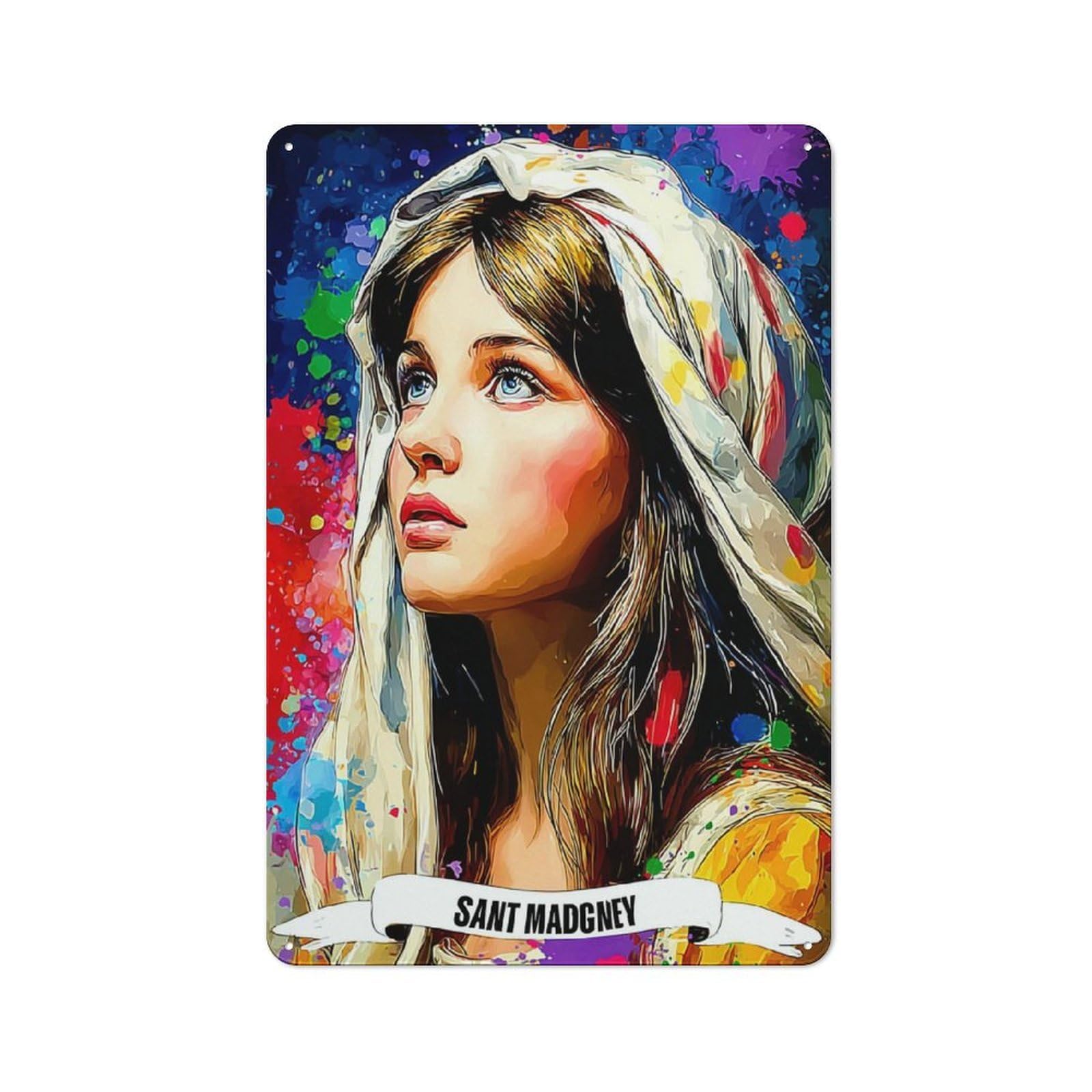Junmoney Saint Madgney A Colorful Tribute Vintage Metal Wall Decor 30X20cm, Tin Wall Sign For Coffee Bar, Kitchen, Bistro Or Tea Corner