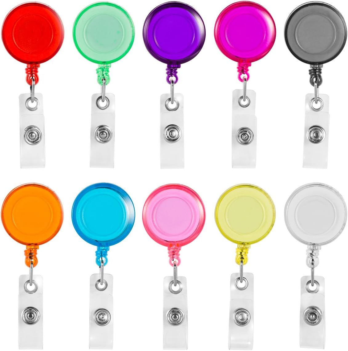 Clip on Retractable Badge Reel with Belt Clip for ID Cards Badge Key Keychain Holders,10 Pack with Different Colors by NATUREBELLE