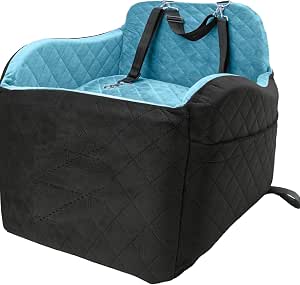 Dog Booster Car Seat For Small Dogs – Washable, With Safety Leash & Pockets, Brown, Holds Up To 25 Lbs