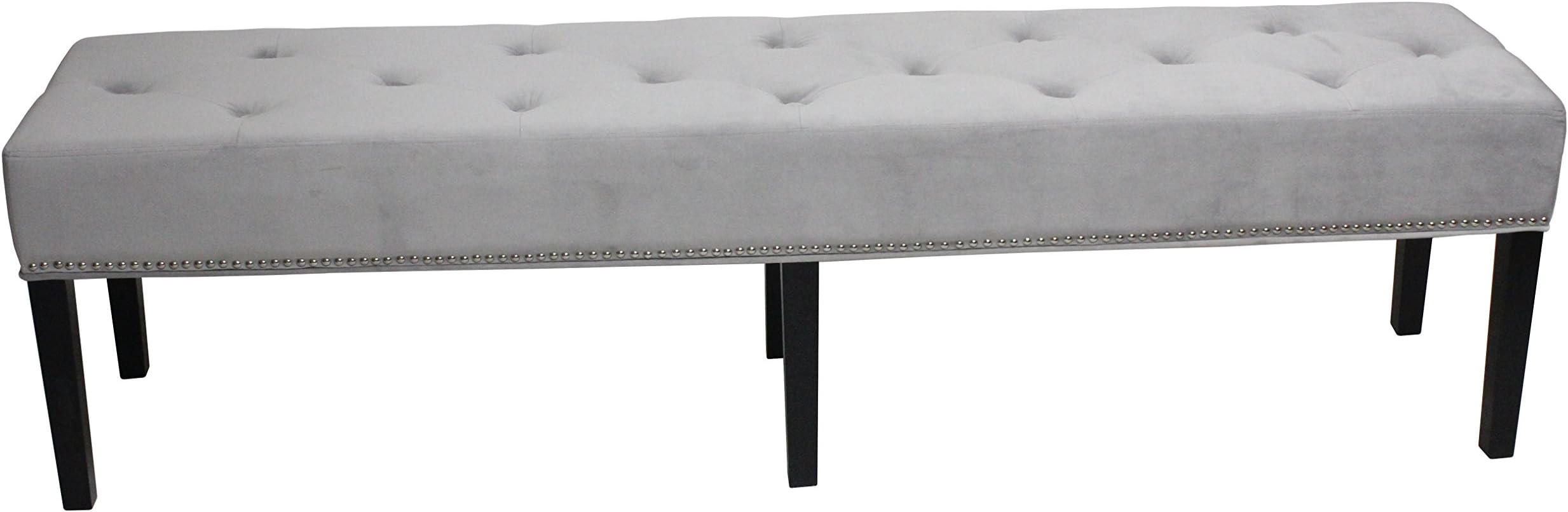 HD Couture Silver/Velvet King Bench, Grey