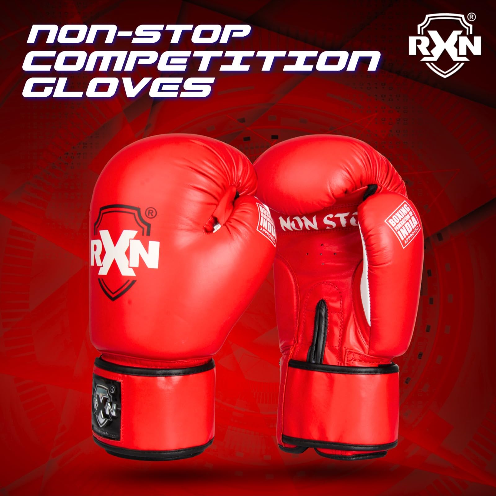 RXN Non-Stop Amateur World Star Competition Boxing Gloves (Blue, 10oz) 3