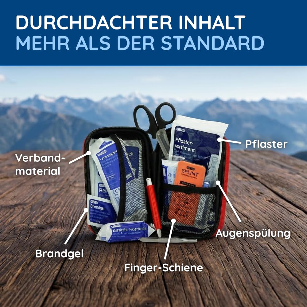 Kit di pronto soccorso Viaggiatore ideale per l'outdoor, i viaggi, il motociclismo e lo sport secondo la norma DIN 13167