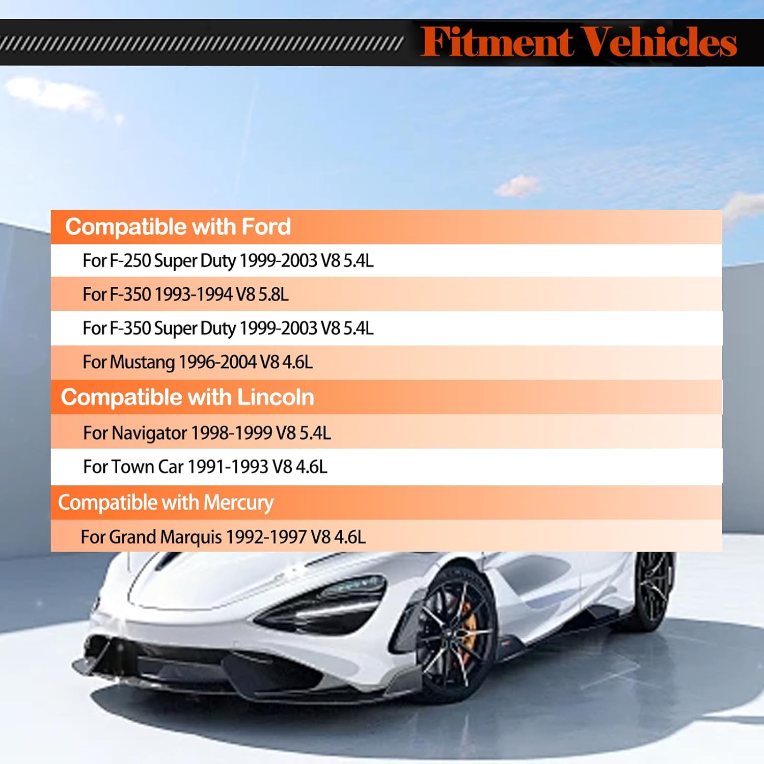 Fuel Injectors 0280150943 Set of 8 Compatible with Ford F-150/E-150/Expedition,for Lincoln Navigator 1998-1999,for Mercury Grand Marquis 1992-1997 V8 Engine Vehicles,Replace 0280150939 Yellow