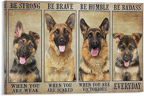 Pósteres vintage de pastor alemán, citas inspiradoras, póster de perro, arte de pared de animales, impresiones artísticas de pared para decoración