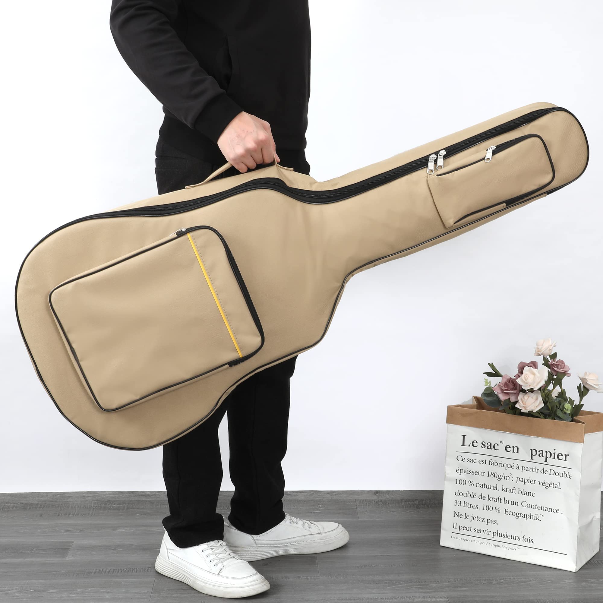 TRIXES Sac de Guitare avec Bretelles - Étui rembourré imperméable à l'eau - Basse, Acoustique et Sac de Guitare Classique - Parfait pour Voyager