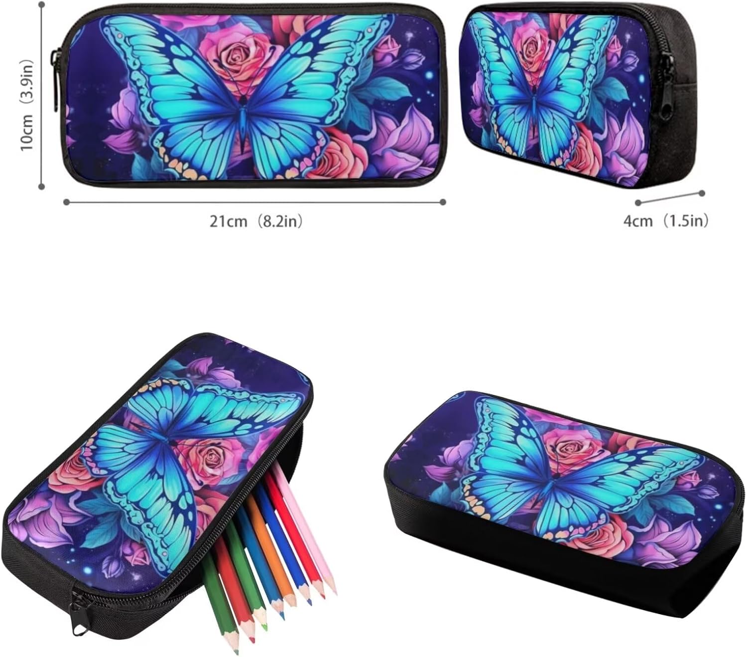 Butterfly Backpack for Girls School Bag Set with Lunch Box Pencil Purse Water Bottle Sleeve 6-8 8-12 Kids School Backpacks Middle School Bookbag Elementary Preschool Schoolbag