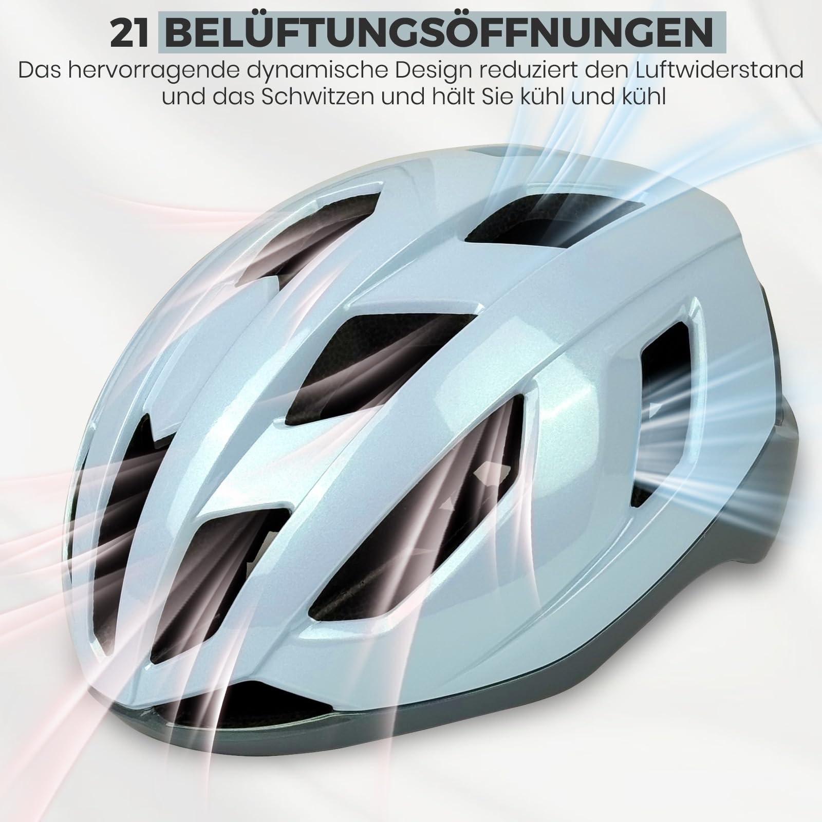LeapBeast Fahrradhelm Erwachsene, Leichter City Helm, Einstellbare Rennradhelm Guter Passform, Herausnehmbares Futter, Fahrradhelm mit Glitzereffekt für Damen und Herren (Perlblau, L) Sport & Freizeit