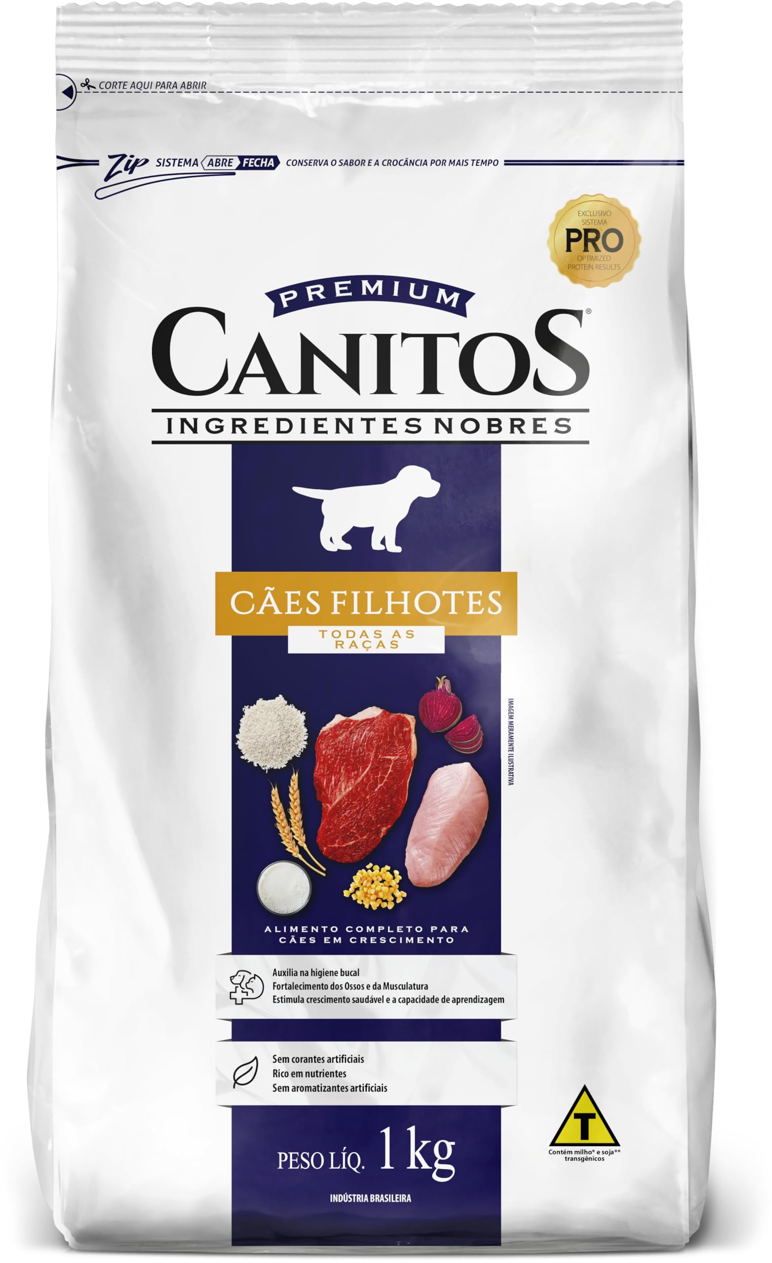 Ração Para Cães Filhotes Canitos 1kg Todas as Raças Para Cães Em Crescimento