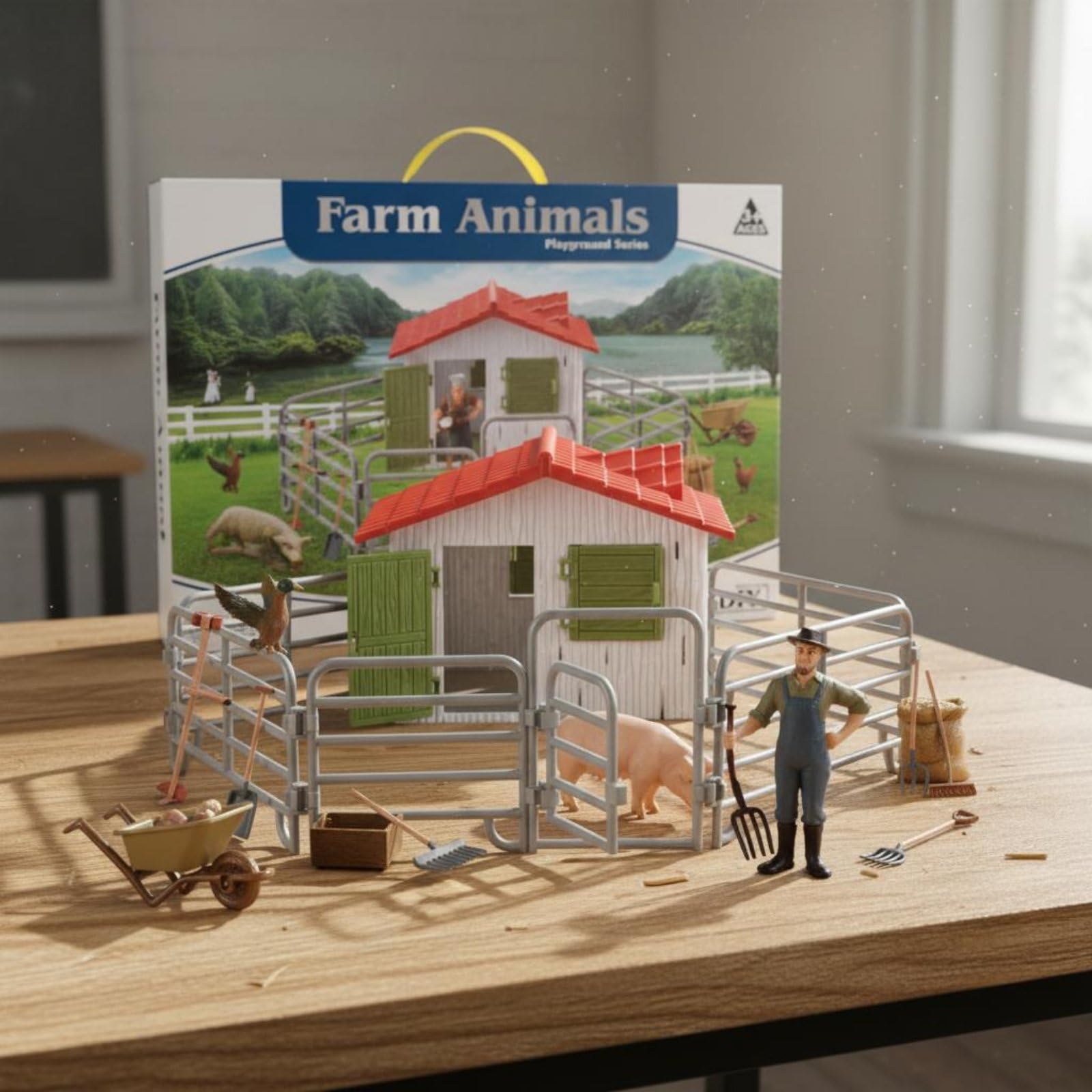 Set de Animales de Granja Detalles Realistas Figuras Animales Educativo para Colección , Granja Feliz Set A