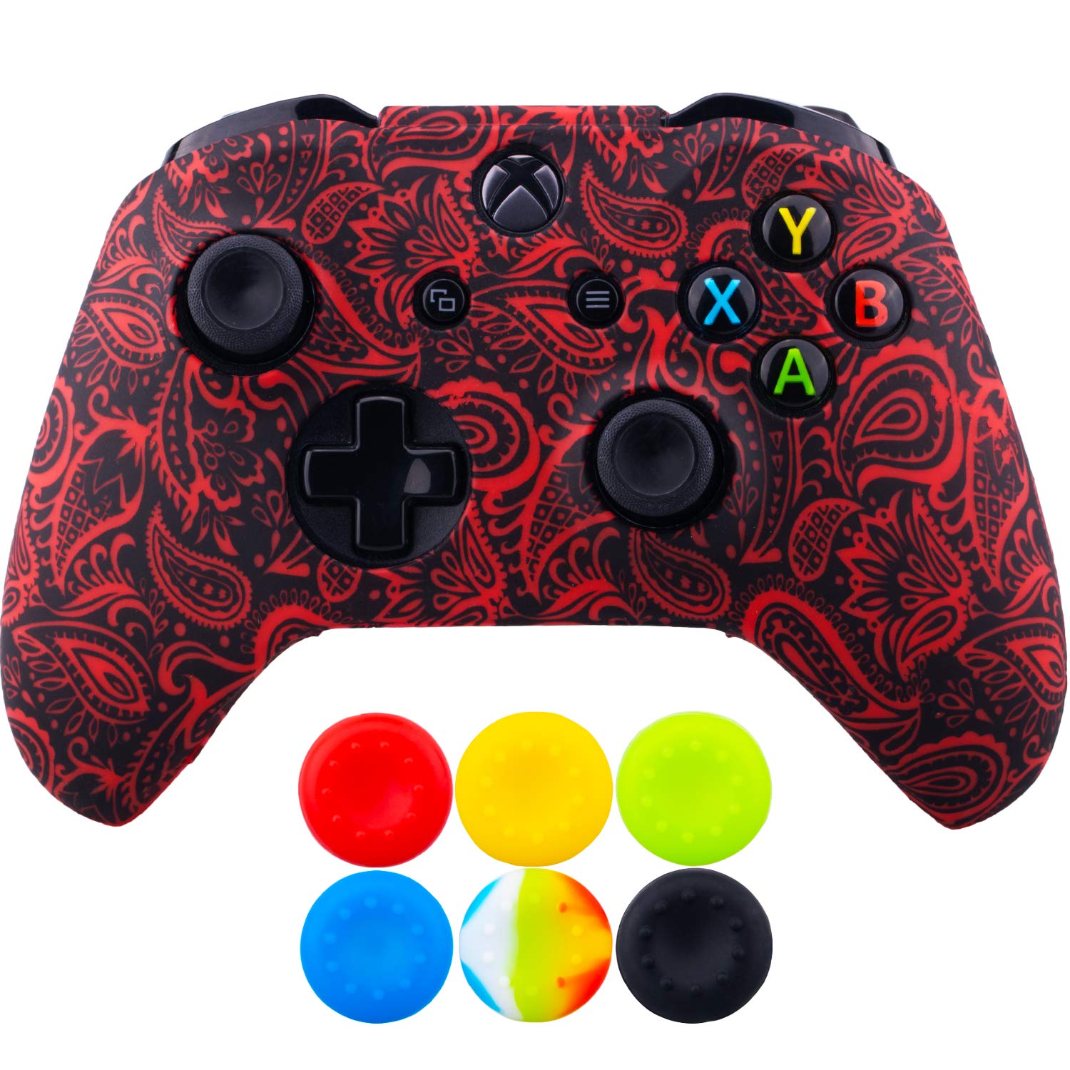 9CDeer 1 Piece of SiliconeTransfer Print Protective Cover Skin + 6 Thumb Grips for Xbox One/S/X Controller rainbow — view 10
