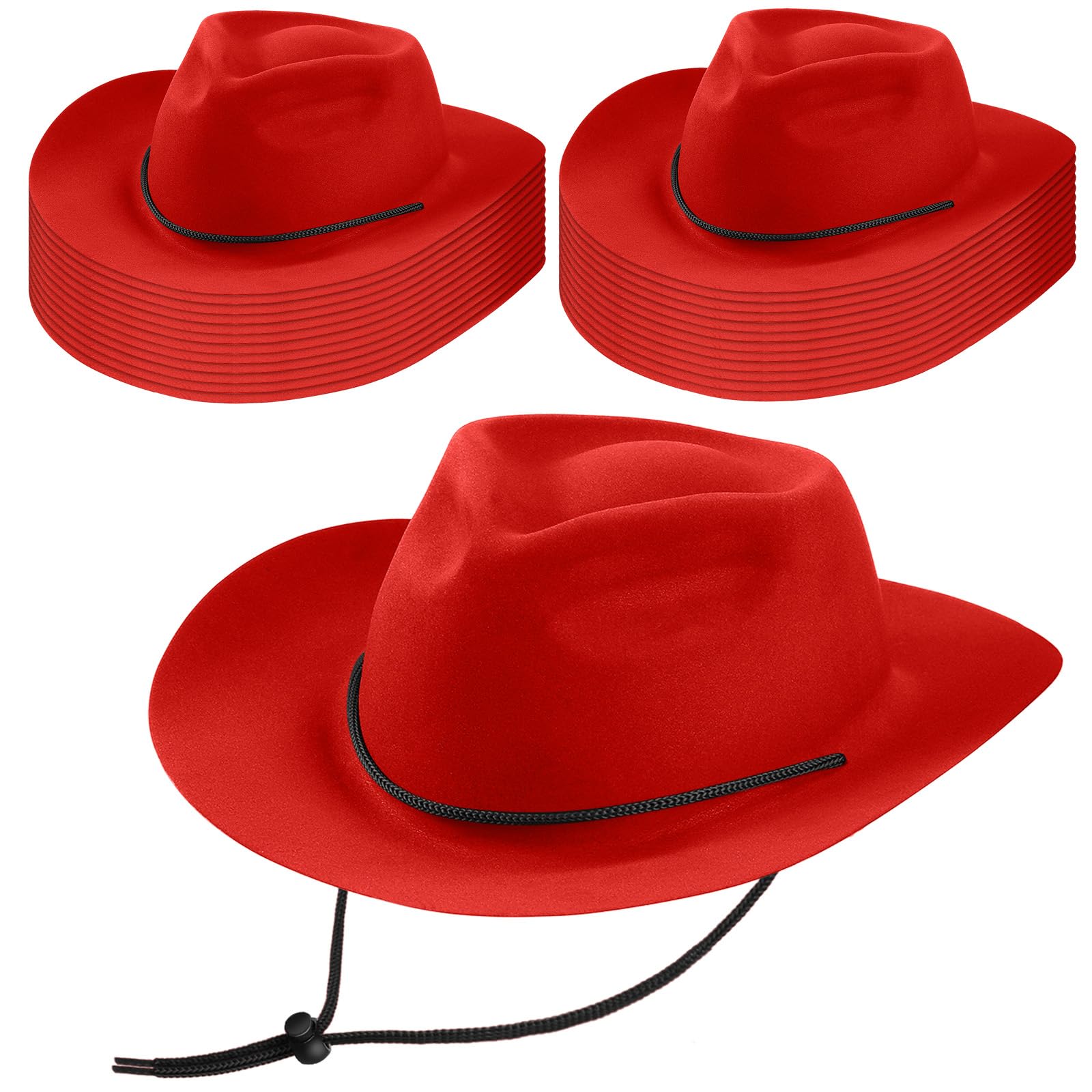 Mepase - Juego de 24 sombreros de ala ancha de vaquero desechables de plástico, para hombres y mujeres, fiesta de disfraces