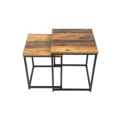 spot on dealz® Square nest of 2 tables black metal frame with solid Oak wooden effect side end modern nesting small bedside table living room furniture 21 Square nest of 2 tables black metal frame with solid Oak wooden effect side end modern nesting small bedside table living room furniture