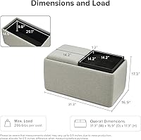 Vista 2 de mopio Levi - Banco de almacenamiento con bandeja reversible, mesa de café de almacenamiento moderna, banco de dormitorio, otomana de mesa de café