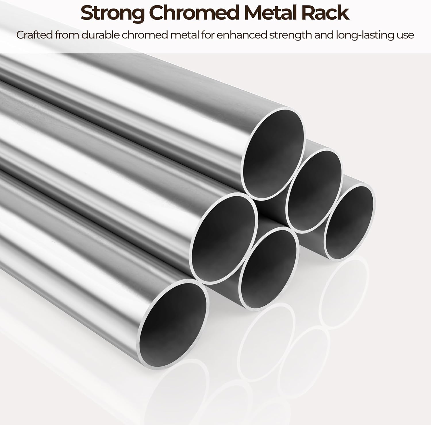 Close-up of strong chromed metal pipes