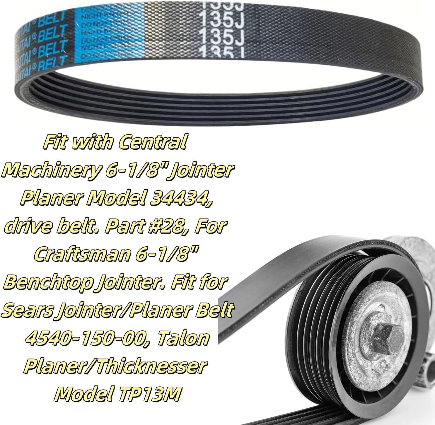 3 Pack 135J6 Planer Drive Belt for Ryobi AP10 AP-12, Delta 22-540 TP300 Ridgid Craftsman