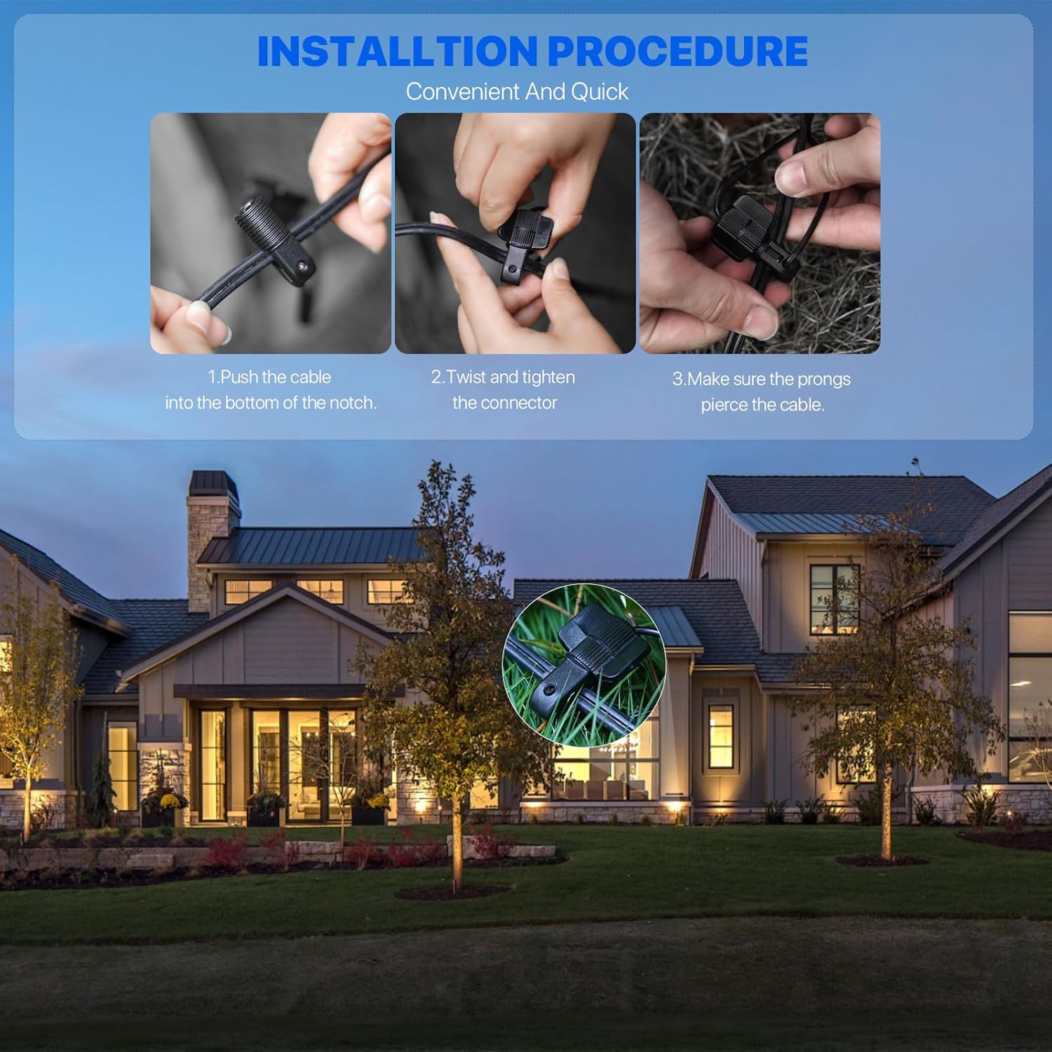 GOODSAMNN 6 Pack Low Voltage Wire Connector Landscape Lights Cable Connector Wide Application for GOOODSMANN and Other Outdoor Lighting Brands 9920-4802-06