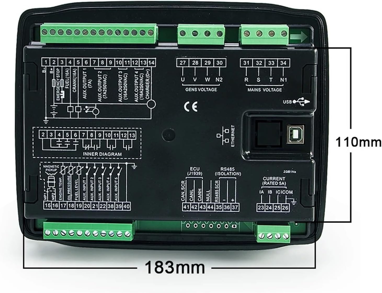 6120U 6110U Generator AMF Auto Start Stop Controller Control Module Panel HGM6120N HGM6110N 1Pcs(6110U)