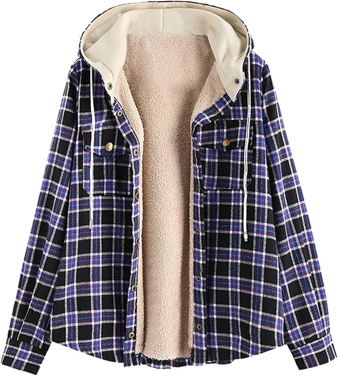 Plaid Fleece Button-Up Coat main image 1