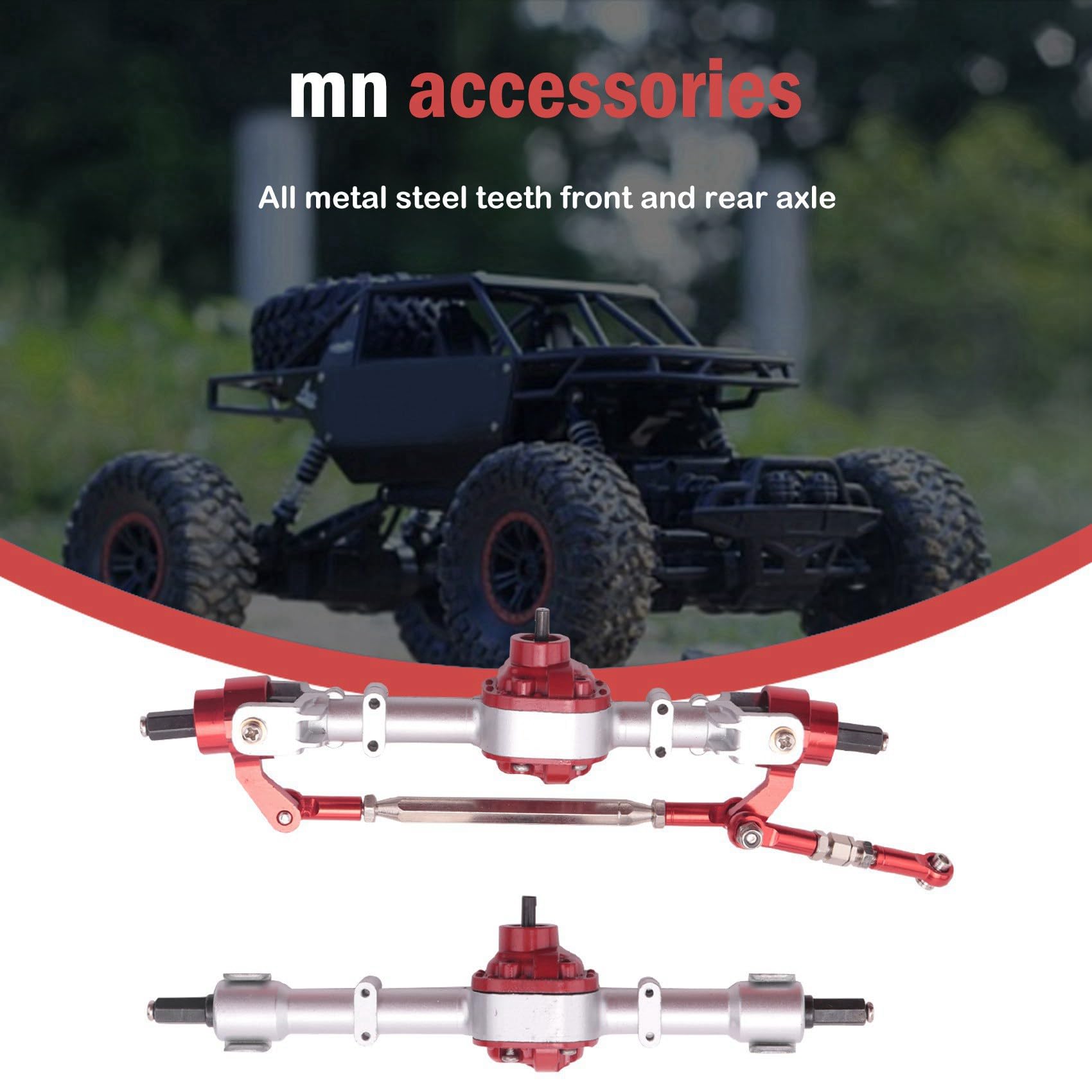 6X RC samochód przednia i tylna oś kompletny do MN D90 D91 D96 D99S MN90 MN96 MN99 MN99S 1/12 RC Auto Upgrade części, srebrny