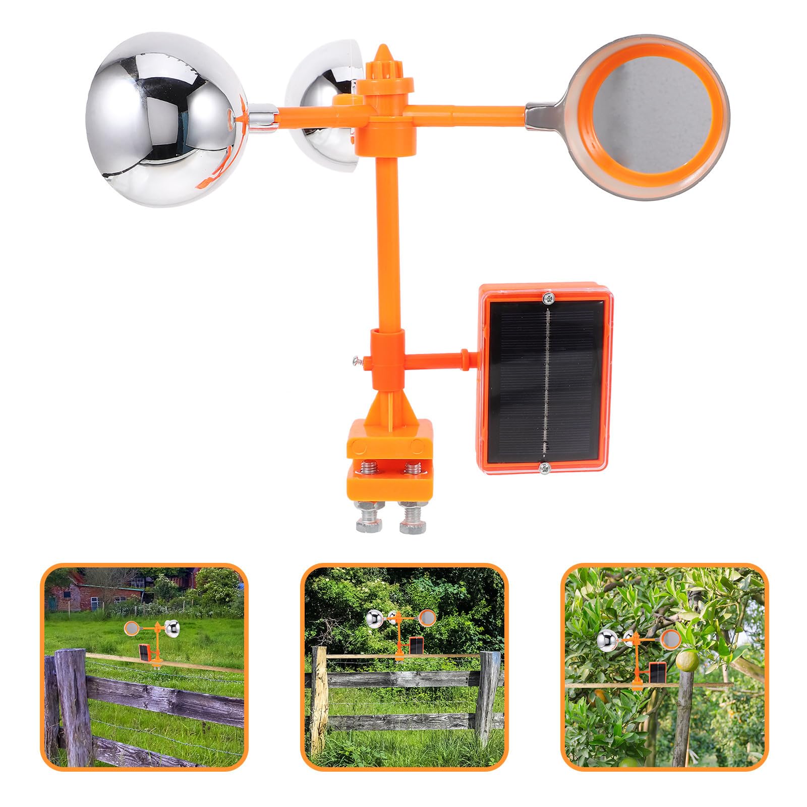 Ahuyentador Solar de Pájaros Voz para Fiesta Otoño, Dispositivo Giratorio Exterior de Plástico y Acero Inoxidable para Jardines y Huertos
