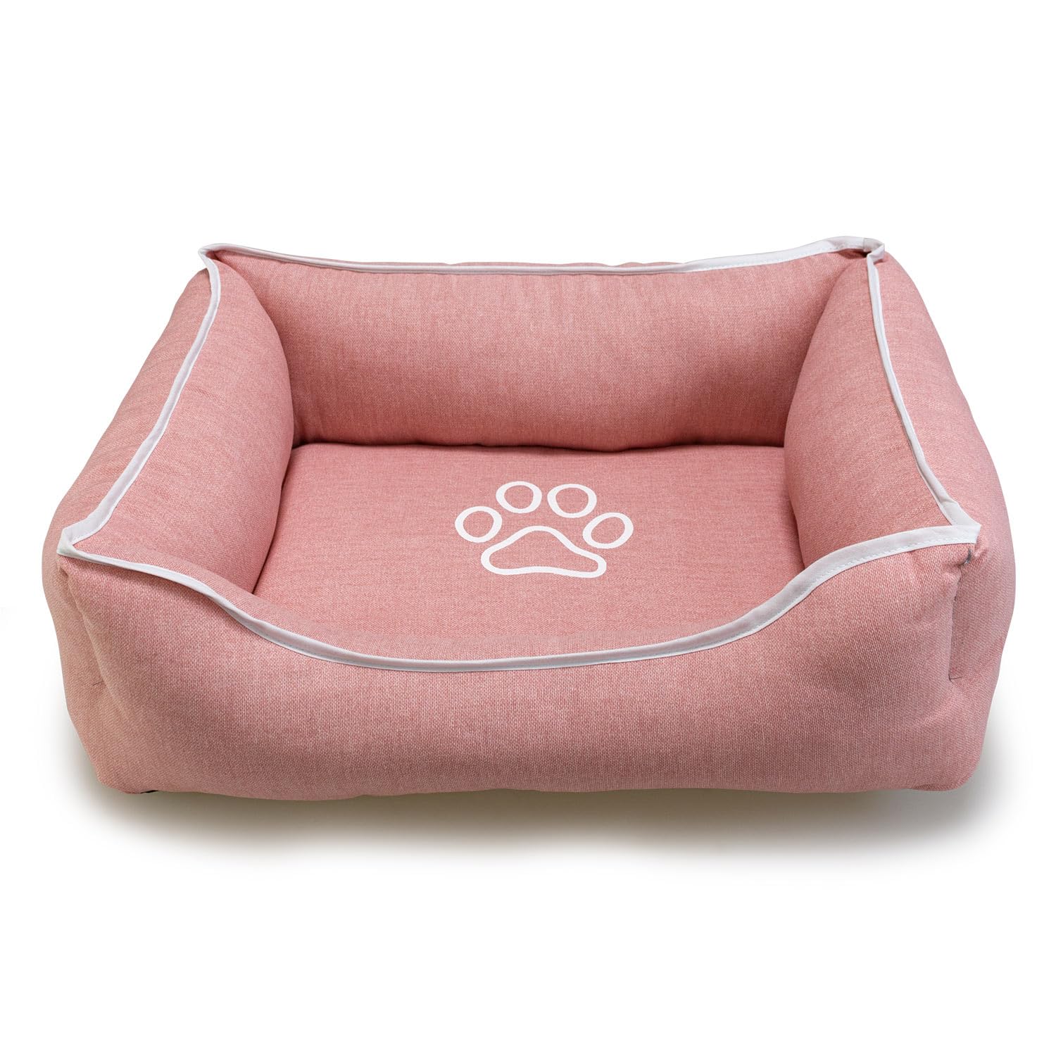 Arquivet - Rosa quadratisches Hundebett mit Fußabdruck und Paspelierung 85 x 68 x 21 cm -Hundebett - Hundezubehör