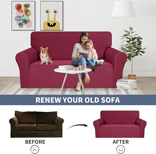 Miniatura 6 de JIVINER Fundas para sofá biplaza más nuevas de 2024, fundas elásticas de 1 pieza para sofá de 2 cojines, protector de muebles con parte inferior