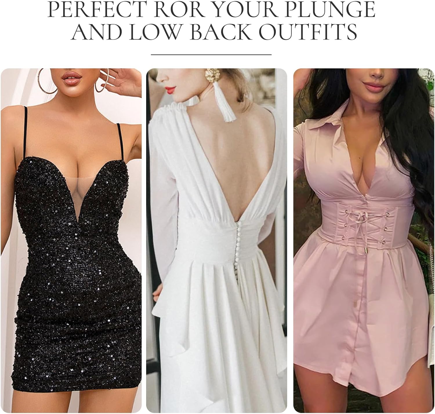 YBCG Plunge Bra with Clear Back Straps Backless Deep V Convertible Push up Padded Add 2 Cup Low Cut Underwire for Women - Image 5