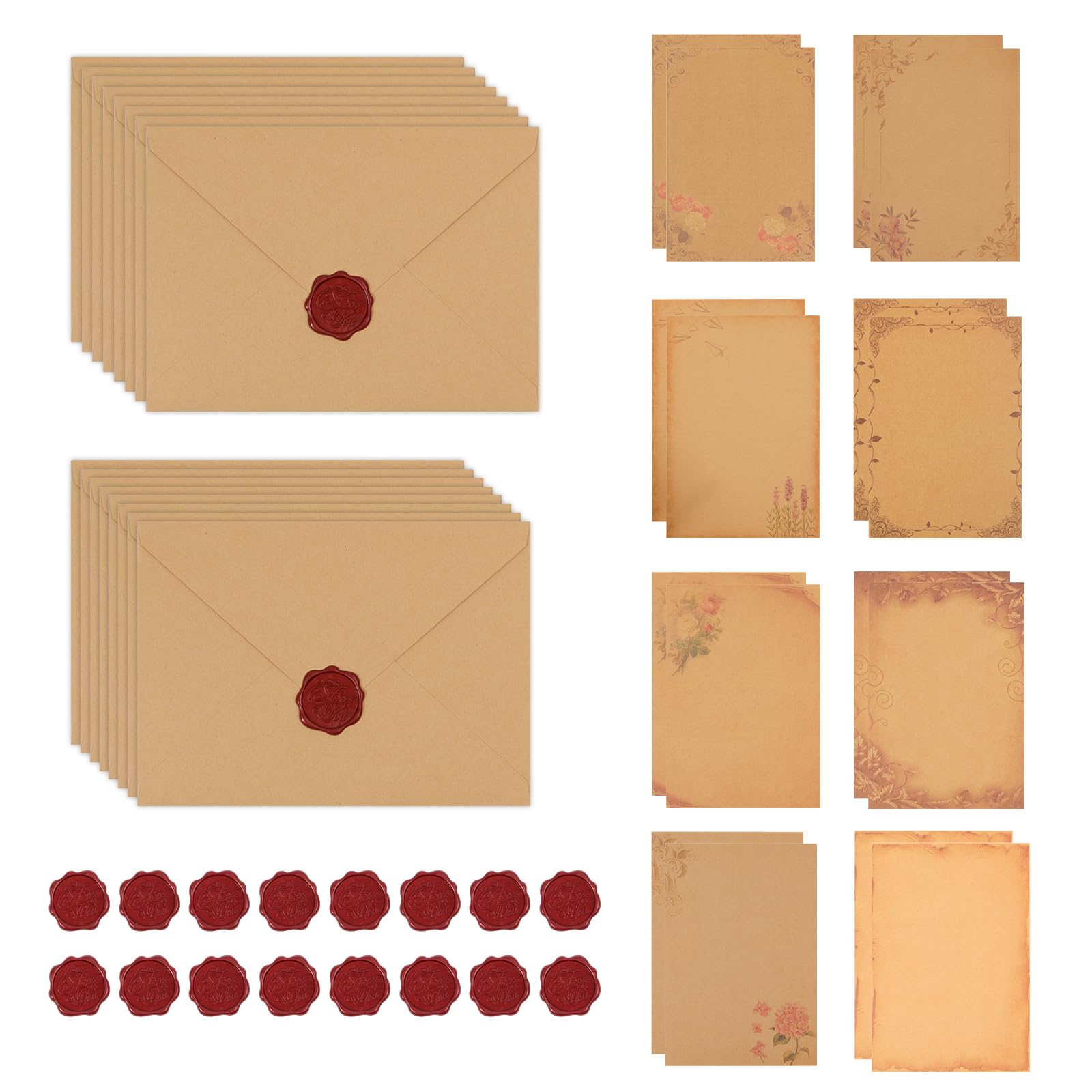 LUBOXIN 48 Pcs Vintage Writing Paper and Envelopes Love Letter Writing Set