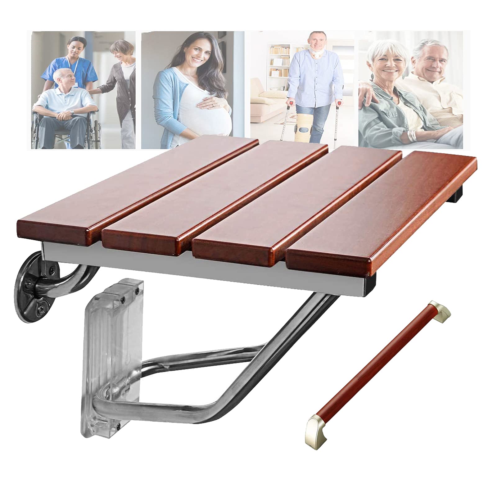 Banco para asiento de ducha, taburete plegable de pared, asiento de ducha abatible, sillas de ducha plegables montadas en la pared para ducha interior de acero inoxidable para personas mayores,