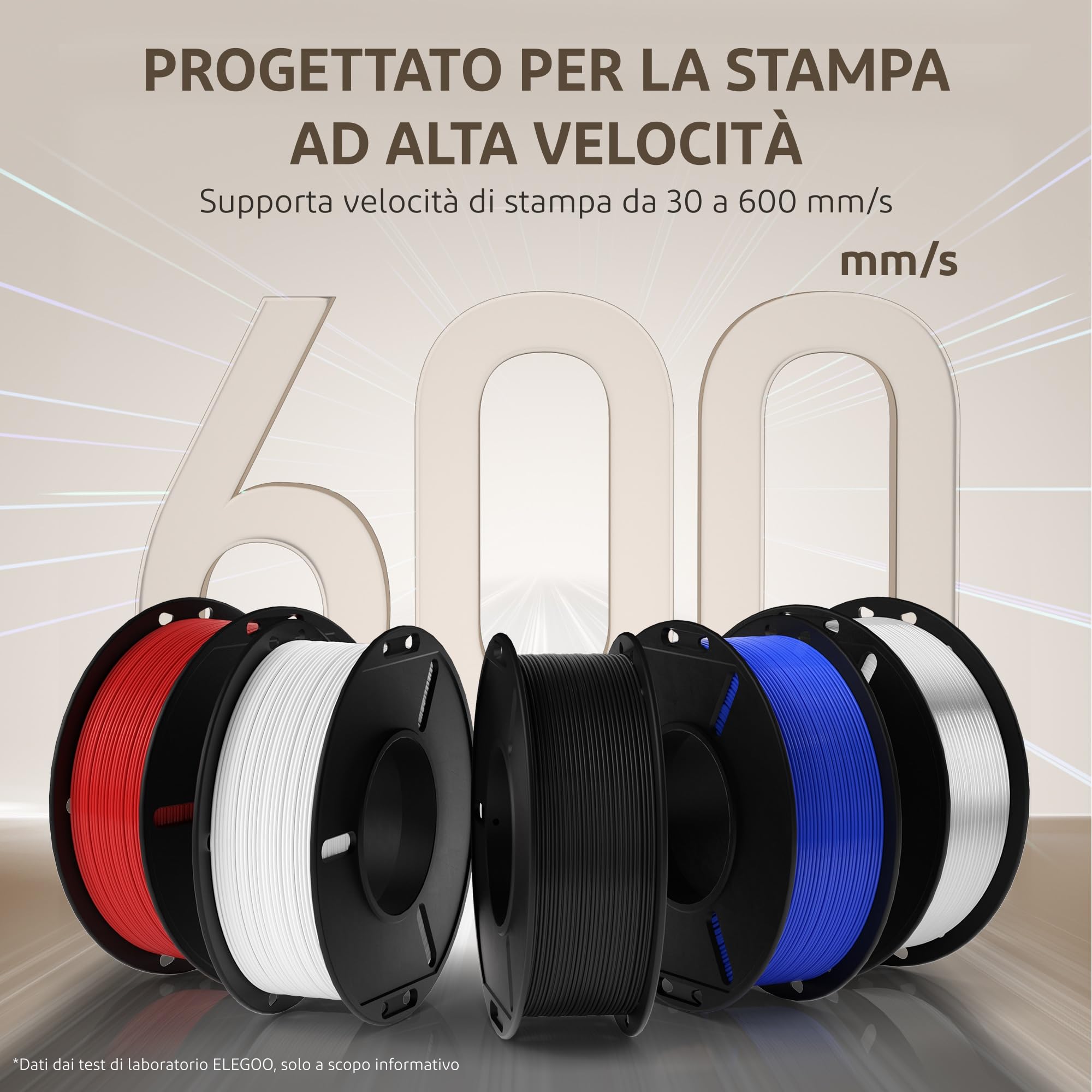 ELEGOO Rapido Filamento PETG, 1,75 mm, Multicolore 8×250 g, 30-600 mm/s, Filamento per Stampante 3D PETG, precisione dimensionale +/- 0,02 mm, adatto per la maggior parte delle stampanti 3D FDM