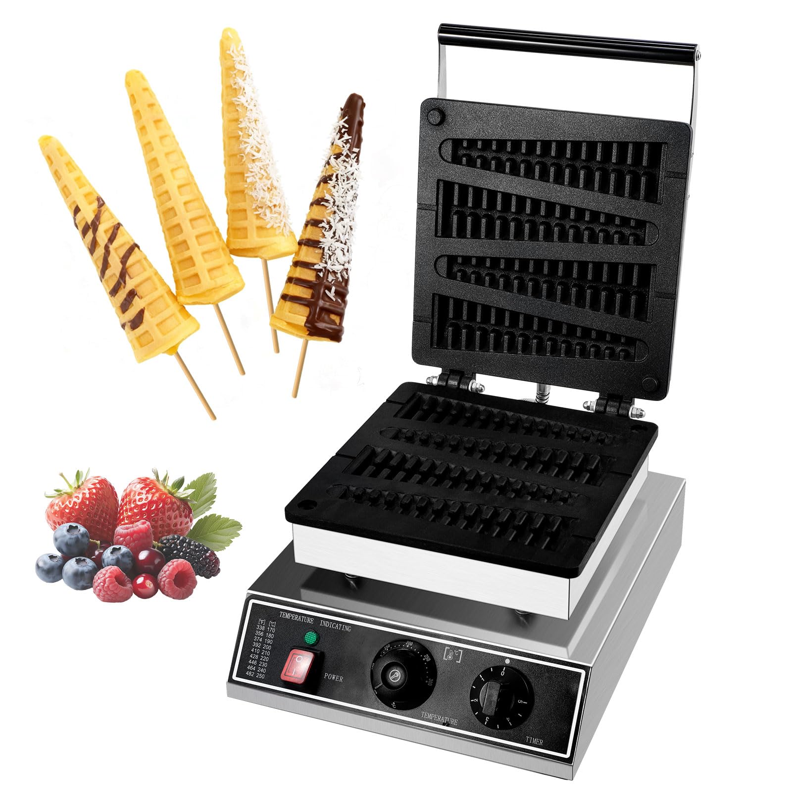 Kommerzieller Waffelmaschine,Waffeln Am Stiel,220–240 V 50 Hz | Lolly-Waffle-Maker,4 Stück Tannenbaum-Form,Mit Antihaft-Teflonbeschichtung Für Café, Restaurant Und Dessertladen