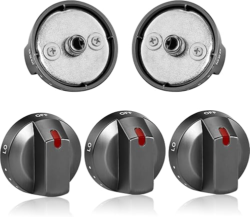 MIFLUS Black DG64-00473B - Pomo de estufa de gas de acero inoxidable para perillas de estufa eléctrica, estufa de gas, pomos de quemador de