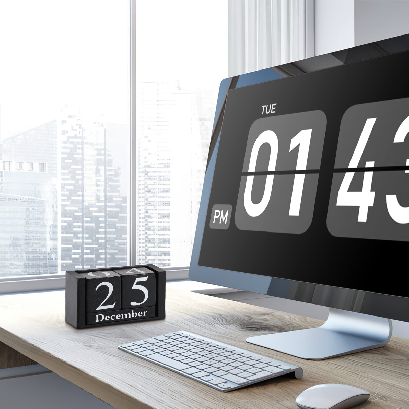 Calendario Da Scrivania In Legno Retrò Con Cubi Rotanti – Segnatempo Decorativo In ABS, Per Ufficio E Casa